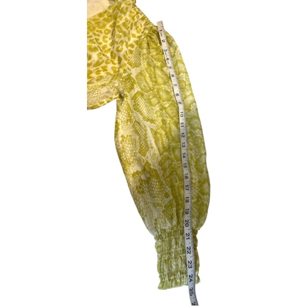 All Saints Clara Noche Snake Print Top Size 4 NWT Lime Green Cropped - Picture 14 of 17